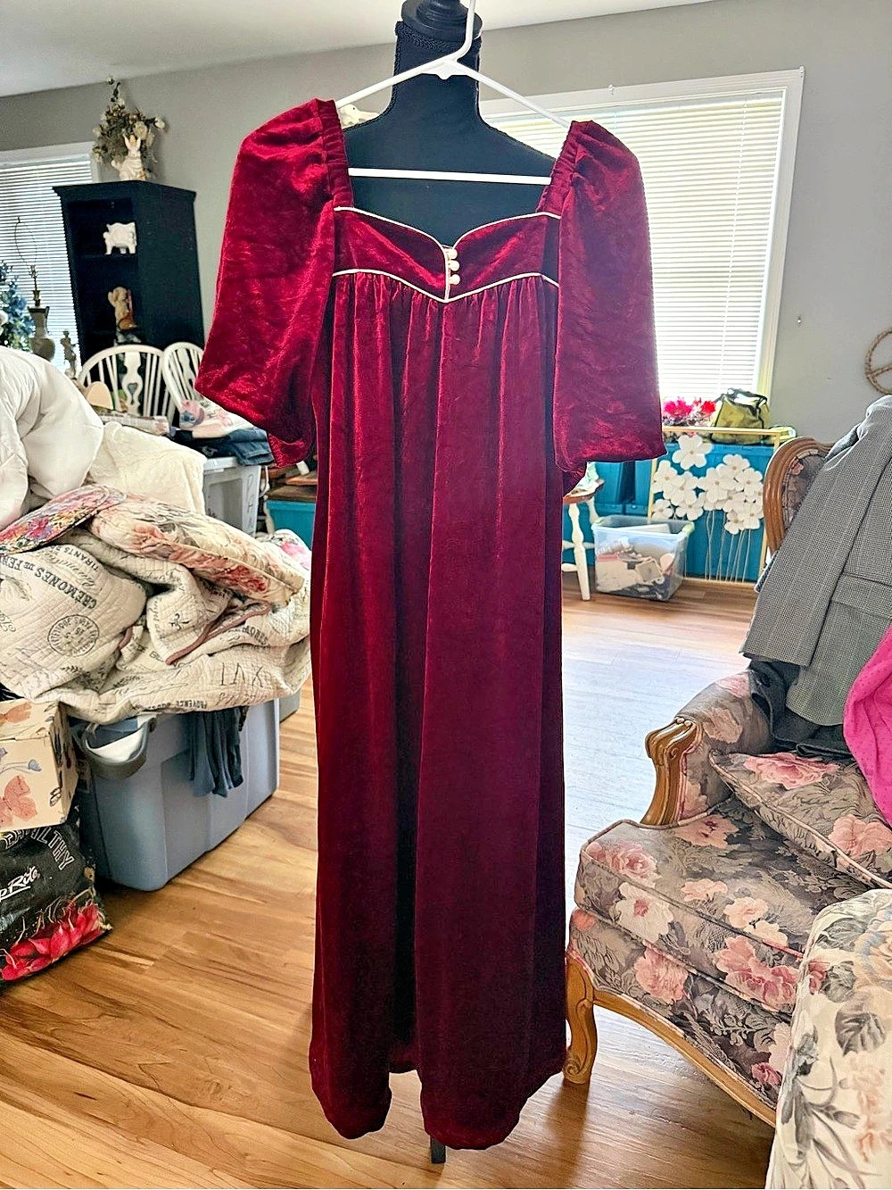 Vintage Barad& Co  and Co Velvet Maxi Nightgown in Red Like New S